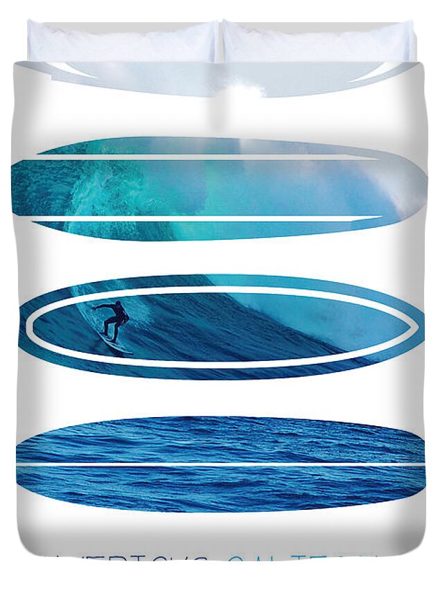 Minimal Duvet Cover featuring the digital art My Surfspots poster-2-Mavericks-California by Chungkong Art