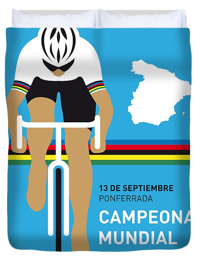 Minimal Duvet Cover featuring the digital art MY UCI Road World Championships MINIMAL POSTER 2014 by Chungkong Art