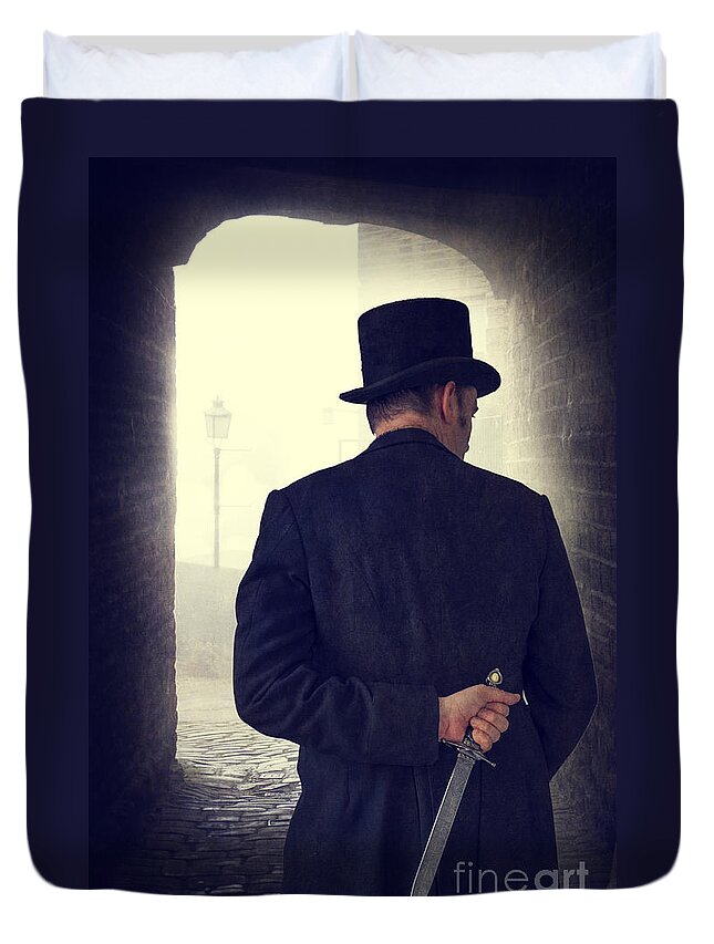 Mysterious Victorian Man With A Knife Duvet Cover For Sale By Lee