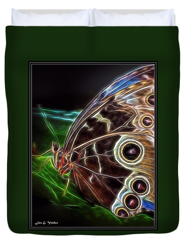 Impression Duvet Cover featuring the painting Mystic Butterfly by Jon Volden