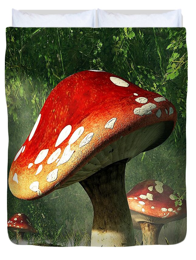 Mushroom Duvet Cover featuring the digital art Mystic Mushroom by Daniel Eskridge