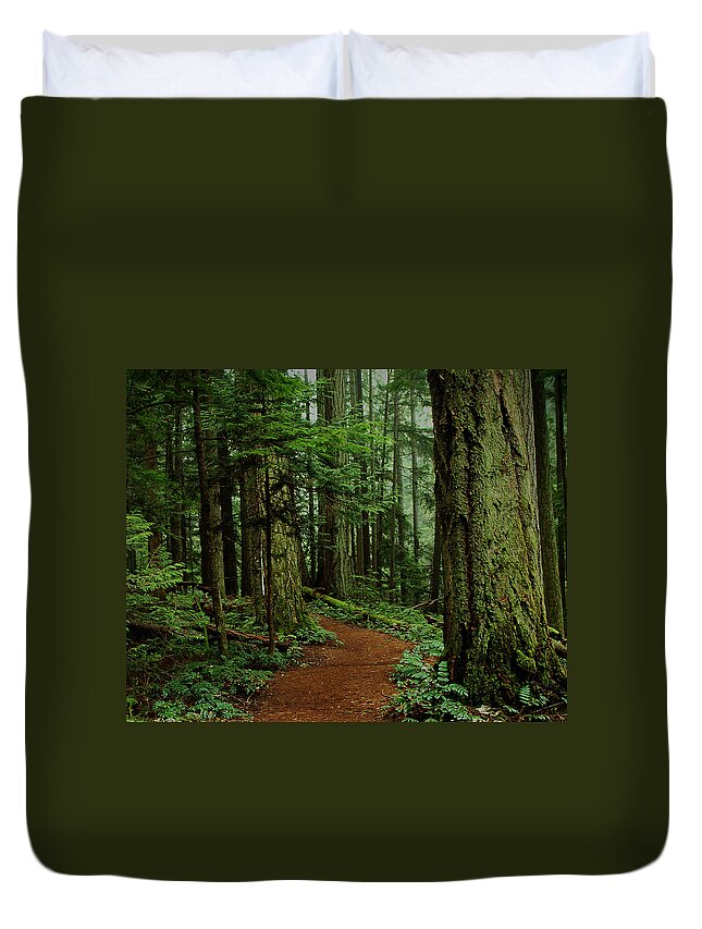 Forest Duvet Cover featuring the photograph Mystical Path by Randy Hall