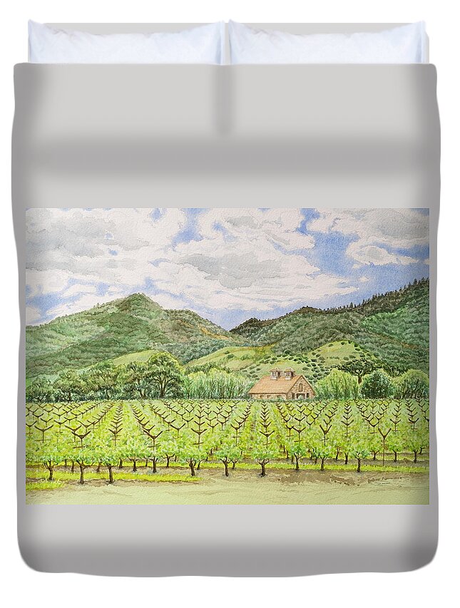 Napa Valley Duvet Cover featuring the painting Napa Valley Springtime by Michele Myers