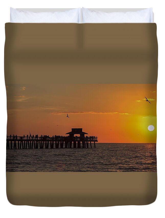 Bayshore Duvet Cover featuring the photograph Naples Sunset by Raul Rodriguez