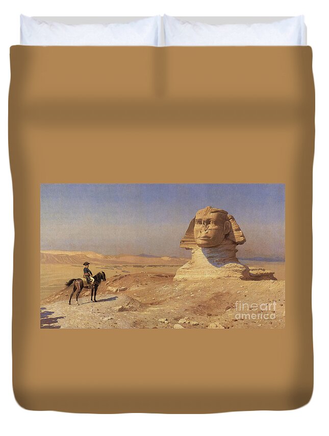 History Duvet Cover featuring the photograph Napoleon Bonaparte Before The Sphinx by Photo Researchers