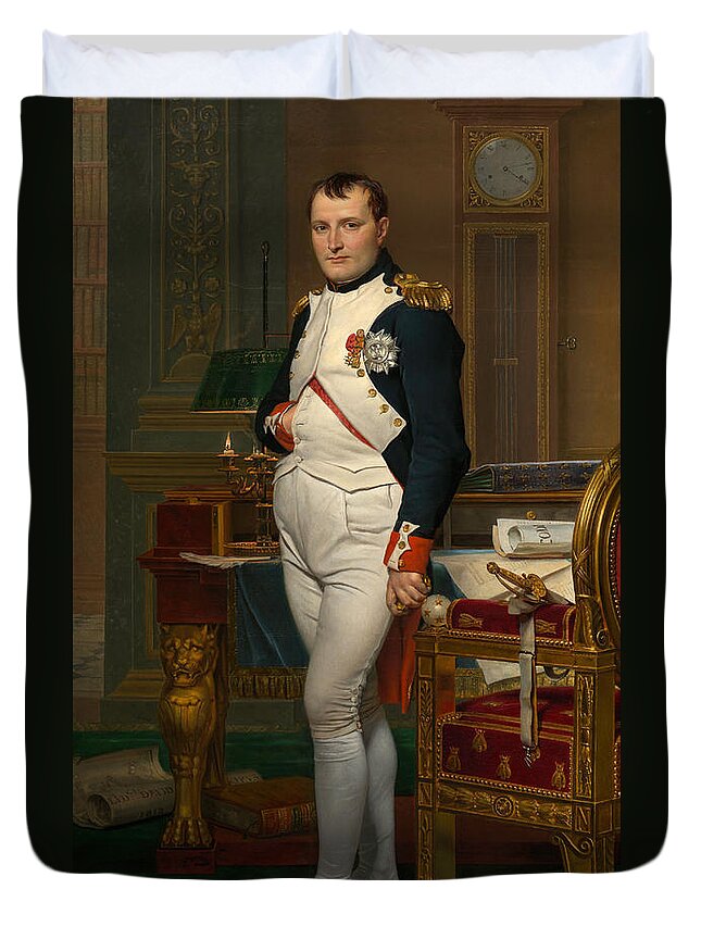 Napoleon Duvet Cover featuring the painting Emperor Napoleon in His Study at the Tuileries by War Is Hell Store