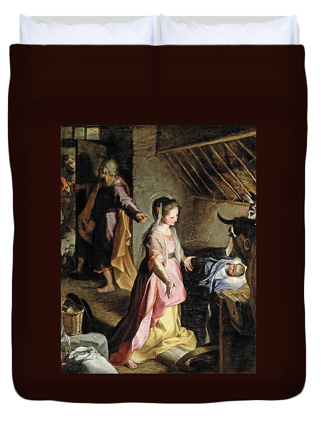 Federico Barocci Duvet Cover featuring the painting Nativity by Federico Barocci