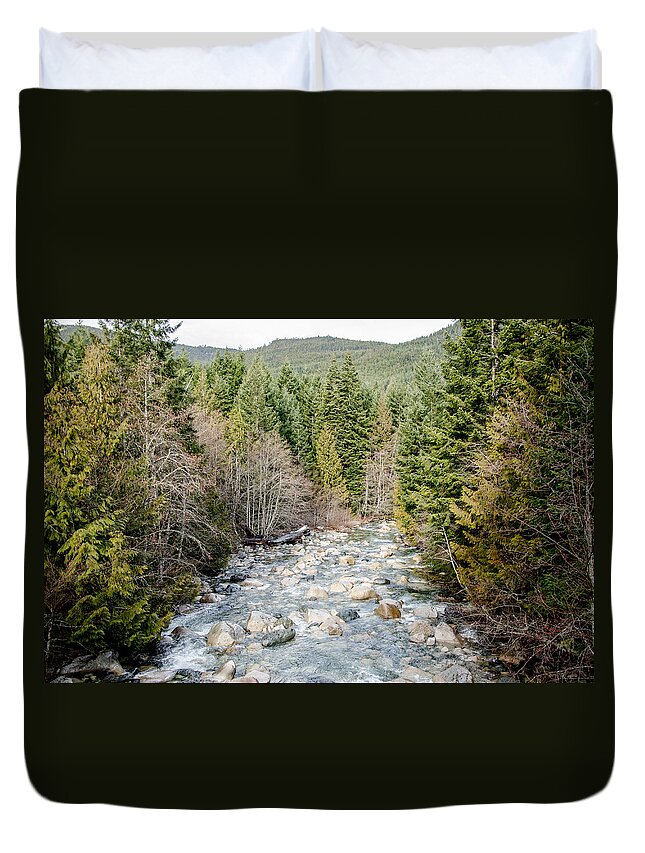 Running Water Duvet Cover featuring the photograph Island Stream by Roxy Hurtubise