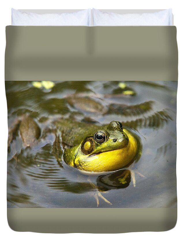 Frog Duvet Cover featuring the photograph Nature Calling by Christina Rollo