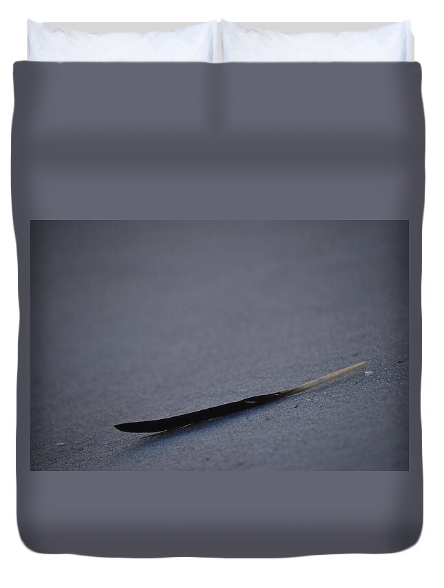 Bird Duvet Cover featuring the photograph Navarre Beach Solo Bird Feather by Jeff at JSJ Photography