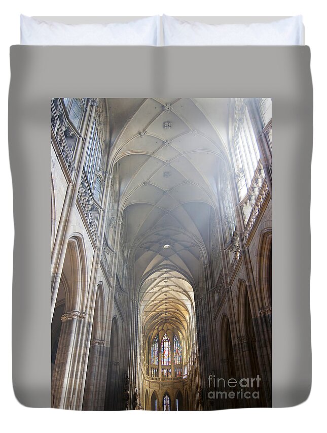 Prague Castle Duvet Cover featuring the photograph Nave Of The Cathedral by Michal Boubin