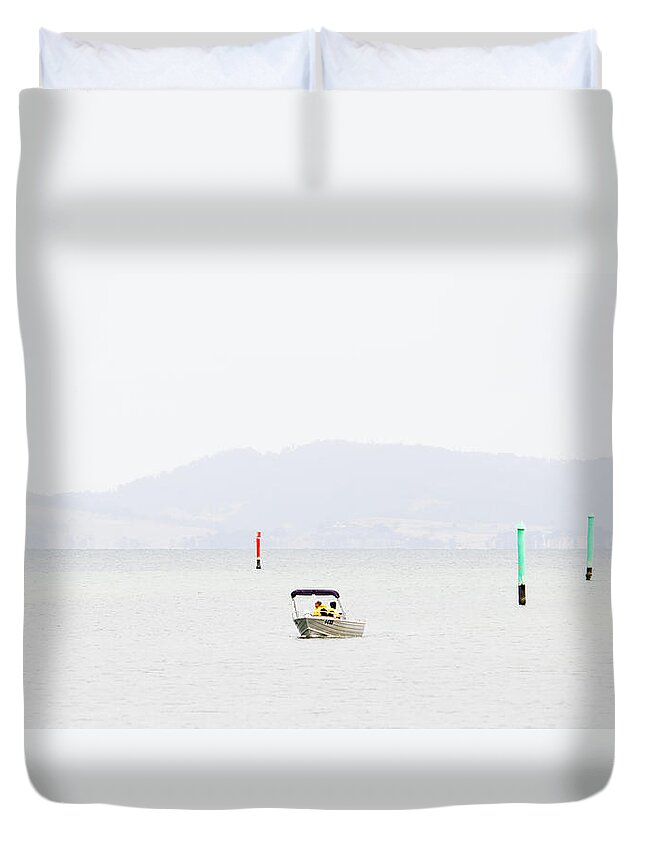 Seascape Duvet Cover featuring the photograph Nearly Home by Anthony Davey
