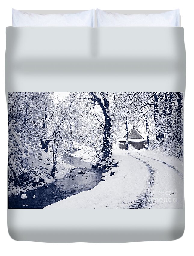 Winter Duvet Cover featuring the photograph Nearly home by Liz Leyden