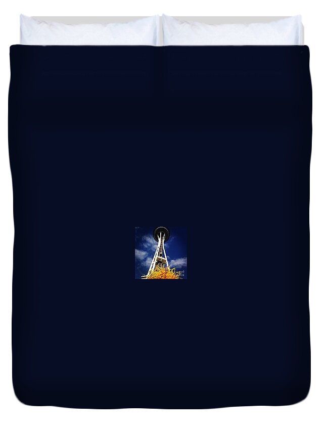 Space Needle Duvet Cover featuring the photograph Needle and Glass by Denise Railey