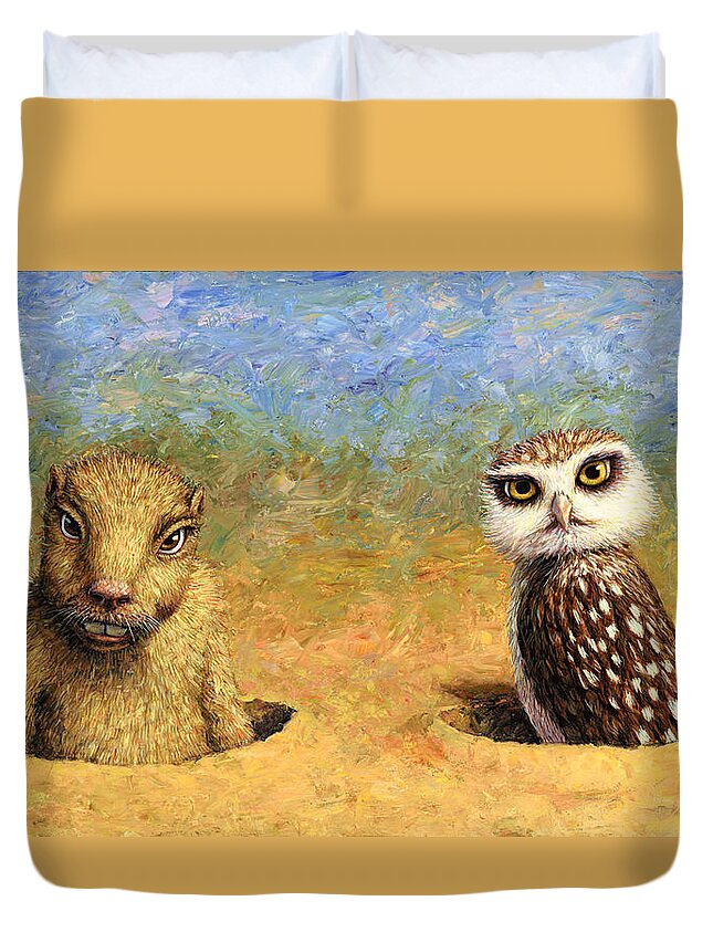 Neighbors Duvet Cover featuring the painting Neighbors by James W Johnson