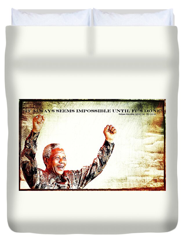 Nelson Mandela Duvet Cover featuring the photograph Nelson Mandela by Spikey Mouse Photography