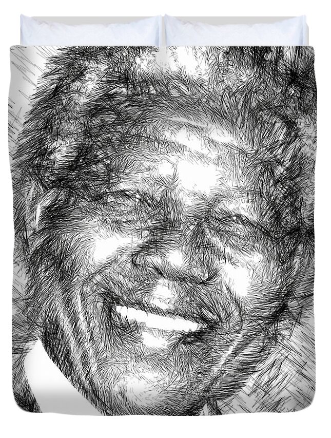 Nelson Mandela Duvet Cover featuring the digital art Nelson Mandela by Rafael Salazar