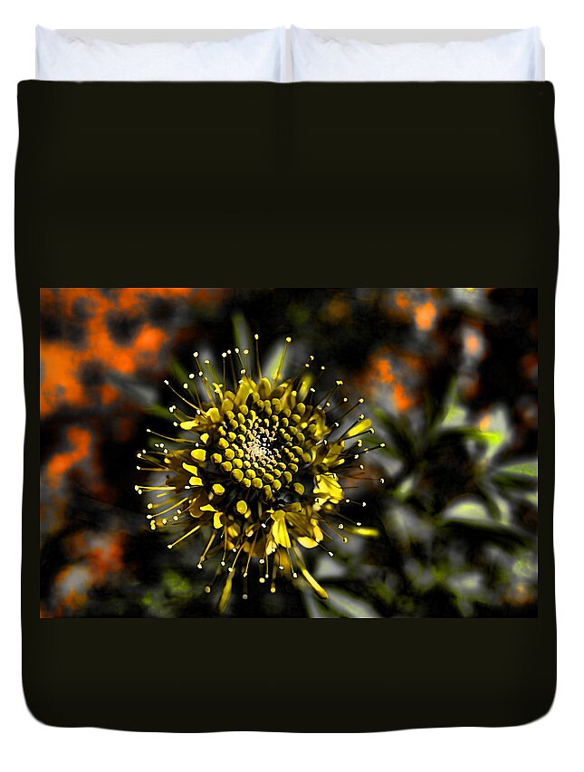 Flower Duvet Cover featuring the photograph Neon Flower by Kathy Churchman