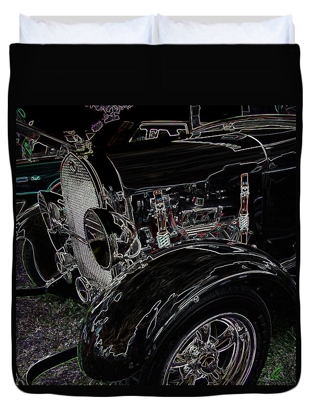Car Duvet Cover featuring the photograph Neon Hot Rod by Chris Thomas