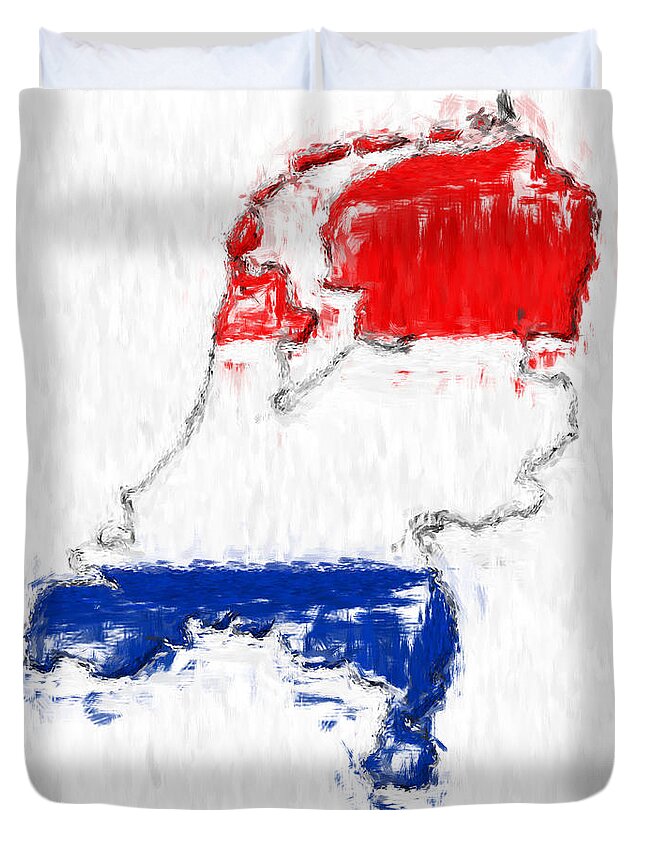 Netherlands Duvet Cover featuring the photograph Netherlands Painted Flag Map by Antony McAulay