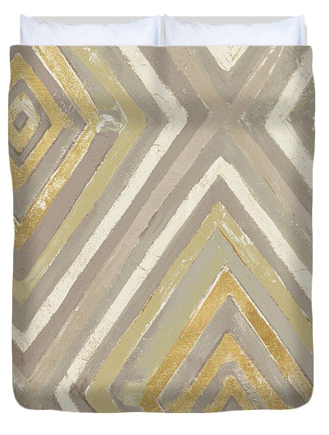 Neutral Duvet Cover featuring the painting Neutral Ikats by Patricia Pinto