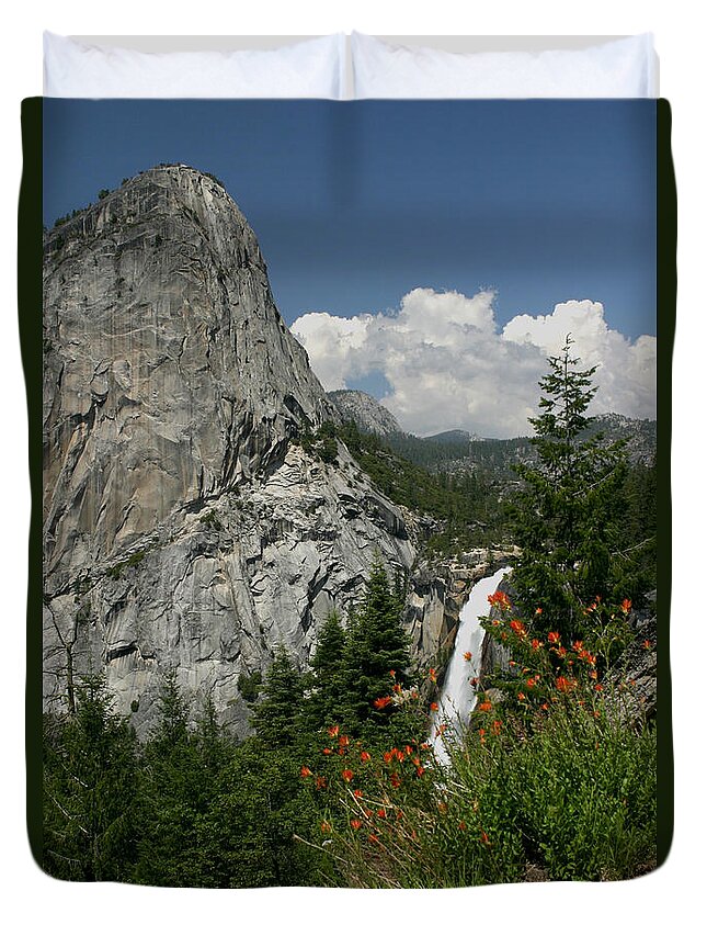 Patricia Sanders Duvet Cover featuring the photograph Nevada Falls Yosemite National Park by Her Arts Desire