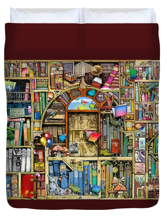 Colin Thompson Duvet Cover featuring the digital art Neverending Stories by MGL Meiklejohn Graphics Licensing