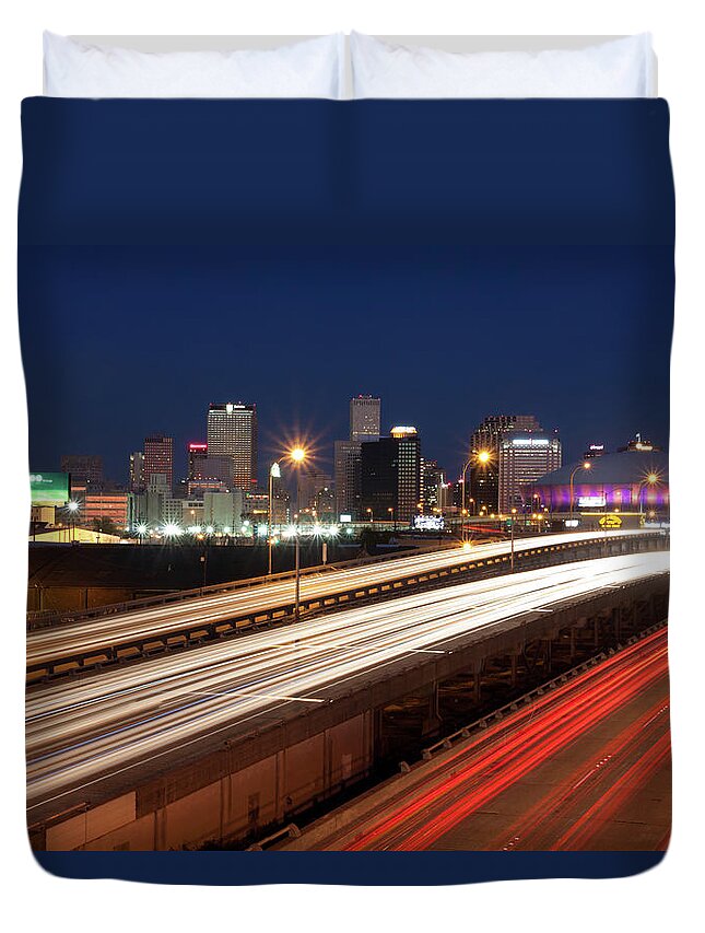 Clear Sky Duvet Cover featuring the photograph New Orleans, Louisiana Downtown Skyline by Lightvision, Llc