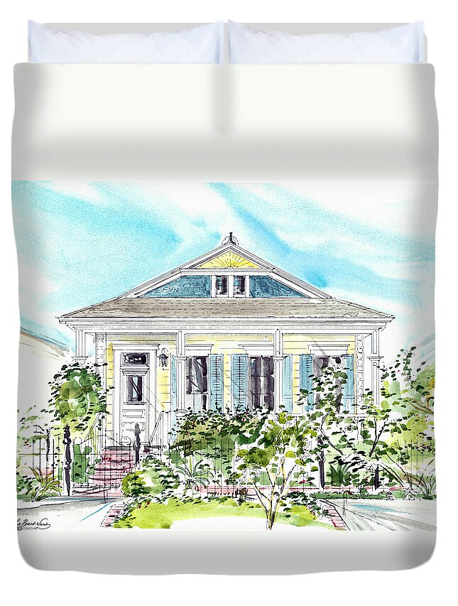 House Duvet Cover featuring the painting New Orleans Victorian by Lizi Beard-Ward