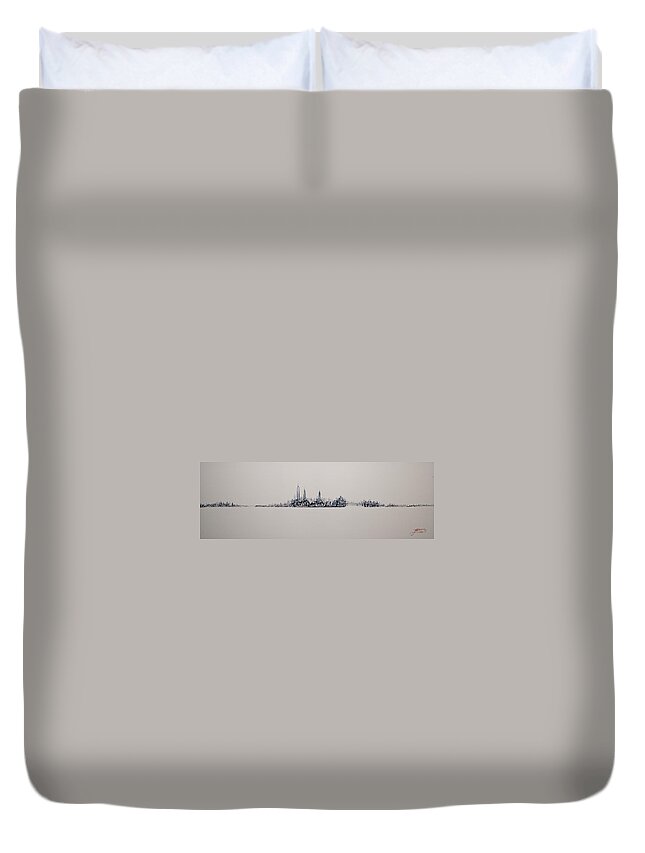Painting Duvet Cover featuring the painting New York City 2013 Skyline, by Jack Diamond