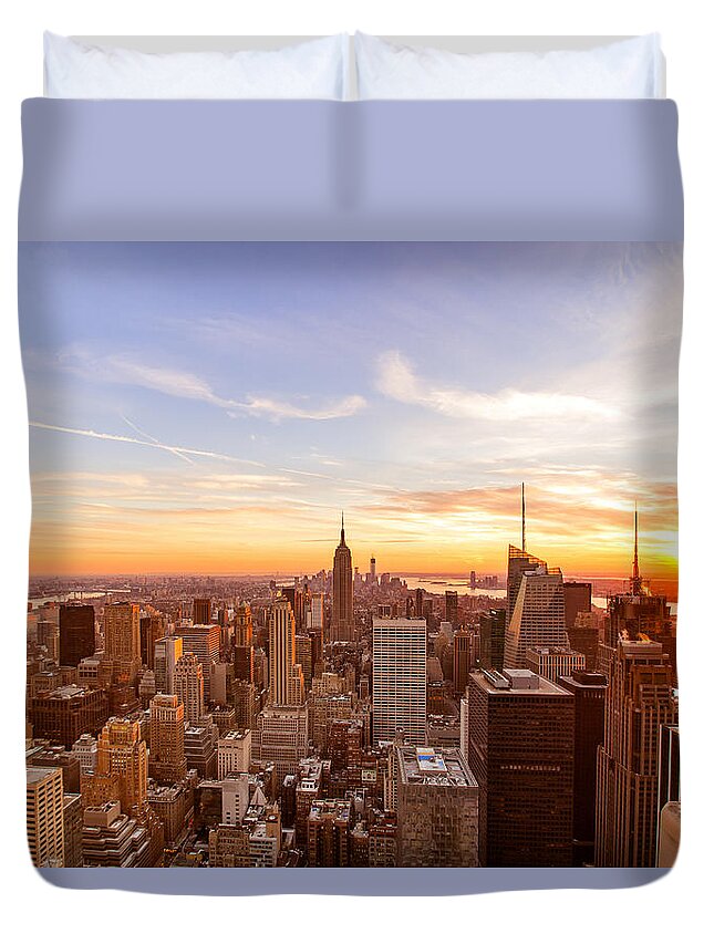 New York City Sunset Skyline Duvet Cover For Sale By Vivienne Gucwa