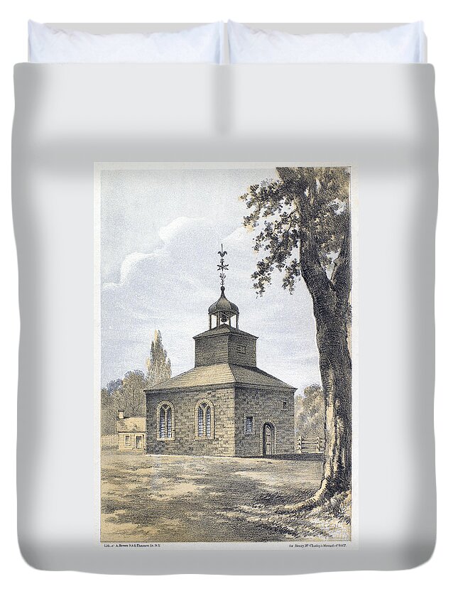 1776 Duvet Cover featuring the photograph New York: Jamaica Church by Granger