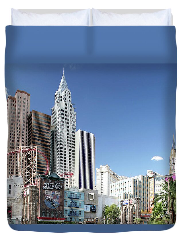 Risk Duvet Cover featuring the photograph New York New York Hotel, Las Vegas by Hisham Ibrahim