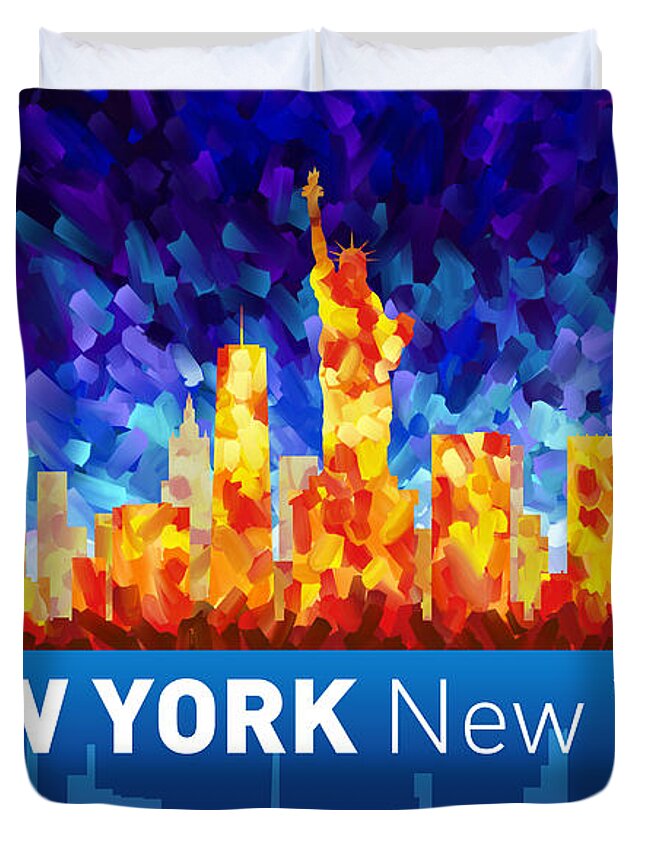 New York New York Duvet Cover featuring the painting New York New York by Tim Gilliland