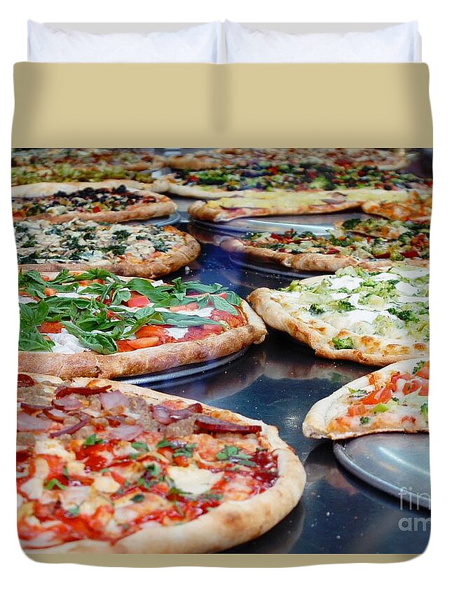 Pizza Duvet Cover featuring the photograph New York Pizza by Lilliana Mendez
