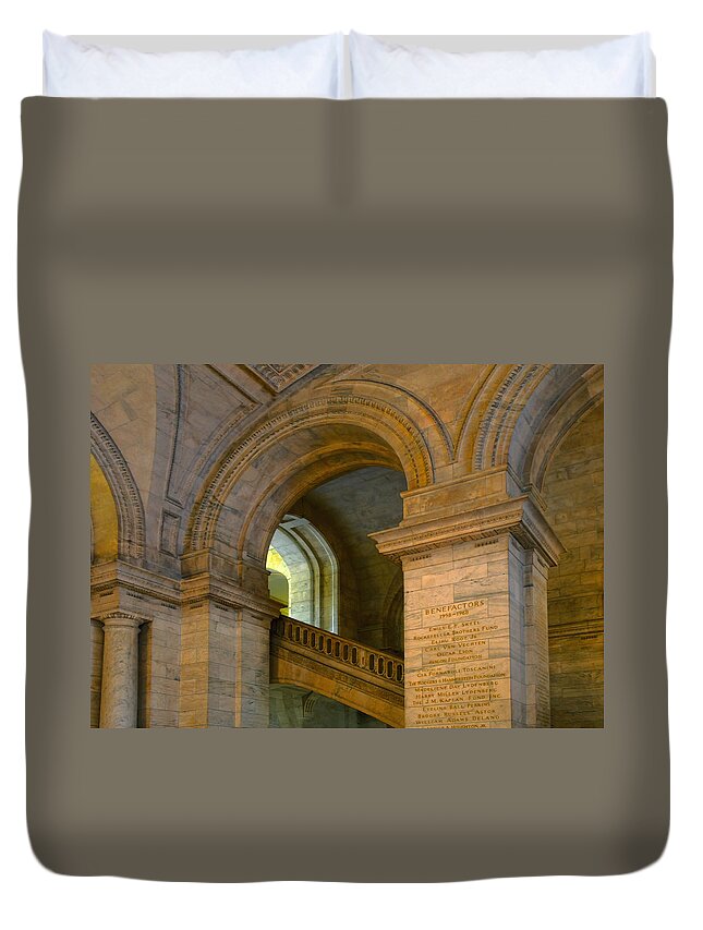 New York Public Library Duvet Cover featuring the photograph New York Public Library Interior by Dave Mills