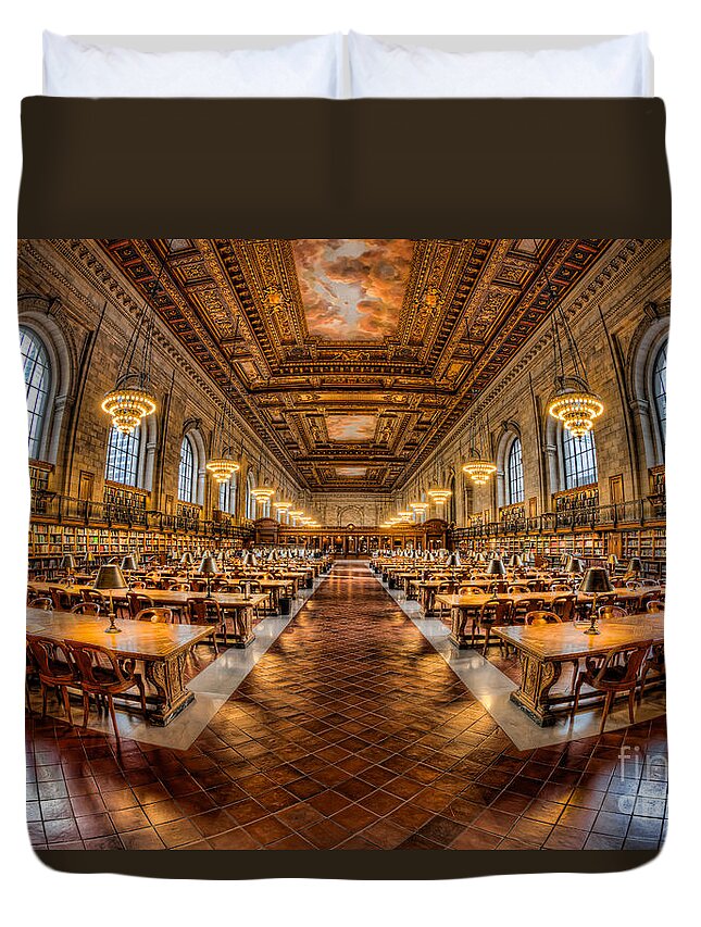Clarence Holmes Duvet Cover featuring the photograph New York Public Library Main Reading Room VII by Clarence Holmes
