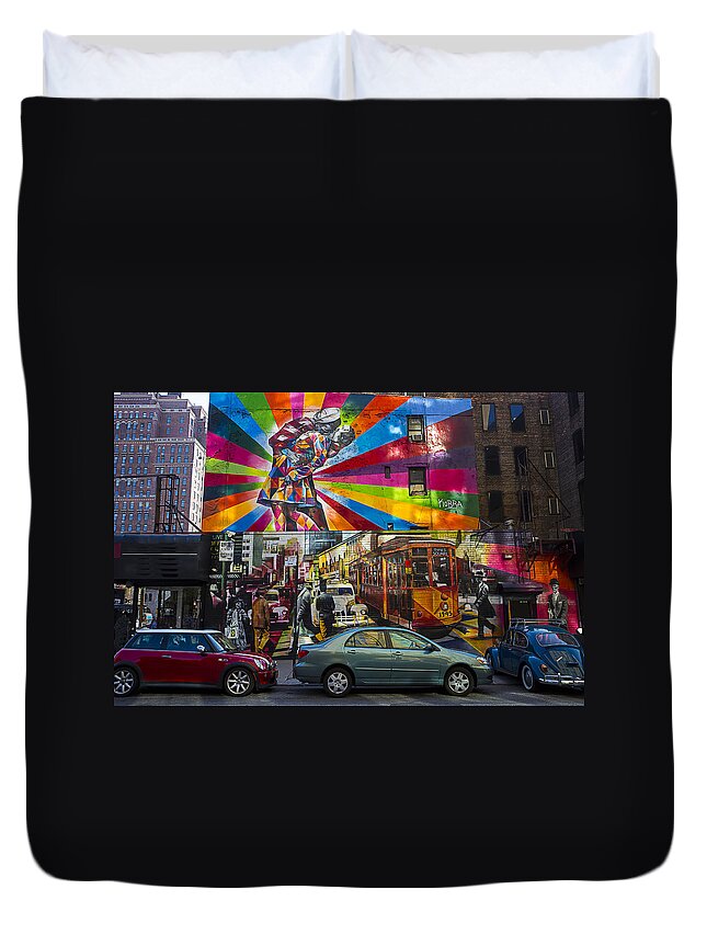 New York Duvet Cover featuring the photograph New York Street Scene by Garry Gay