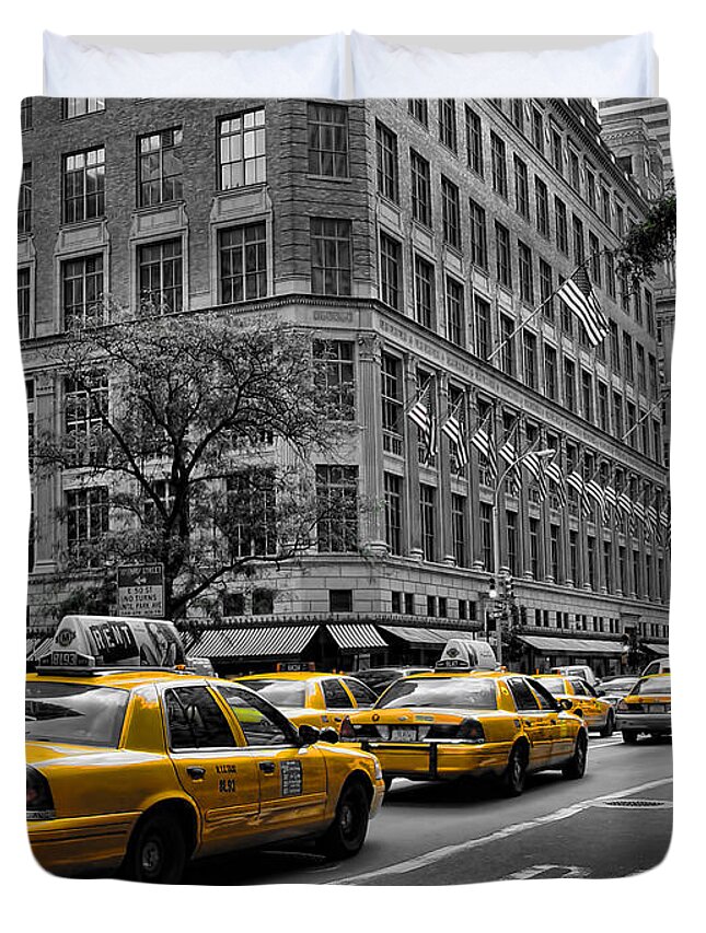 3D PHOTOGRAPHIC DESIGNER NEW YORK CITY TAXI /CAB YELLOW DOUBLE DUVET COVER SET 