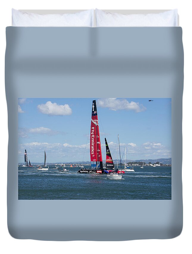Americas Cup Duvet Cover featuring the photograph New Zealand by Weir Here And There