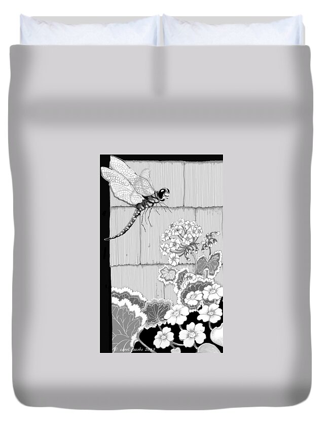 Dragonfly Duvet Cover featuring the digital art Newly Emerged by Carol Jacobs