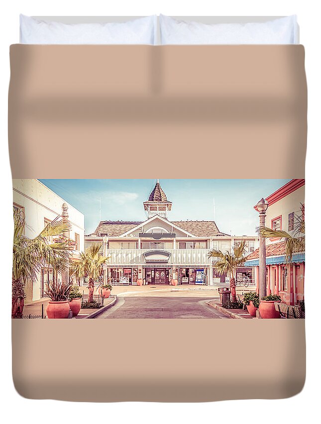 America Duvet Cover featuring the photograph Newport Beach Panorama Photo of Balboa Main Street by Paul Velgos