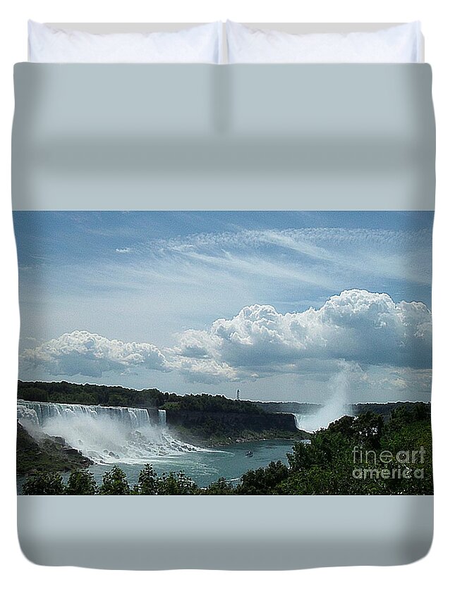Landscape Duvet Cover featuring the photograph Niagara Falls by Iris Gelbart