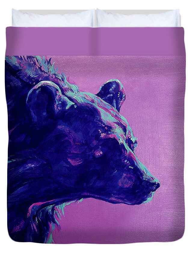 Bear Duvet Cover featuring the painting Night Bear by Derrick Higgins