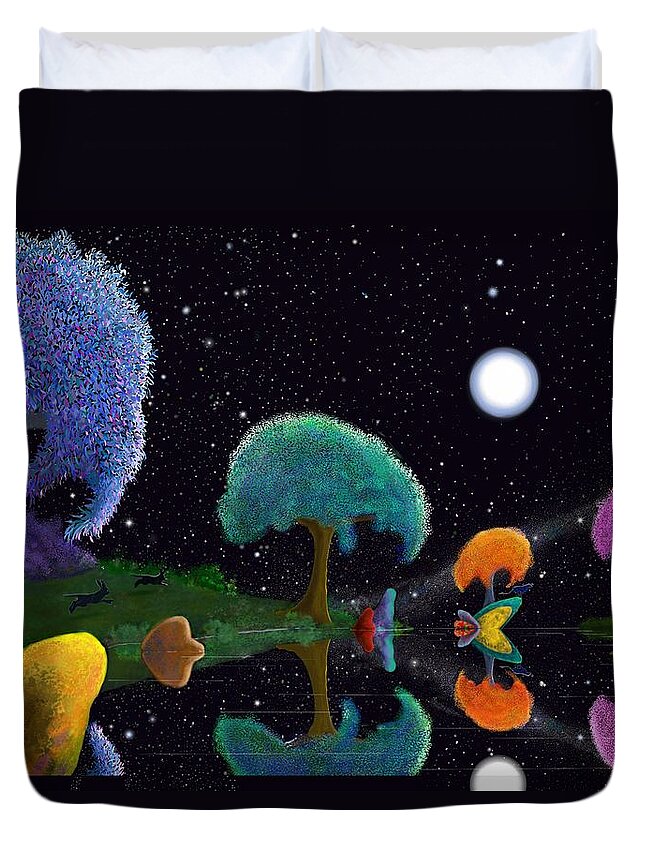 Night Duvet Cover featuring the digital art Night Games by Douglas Day Jones