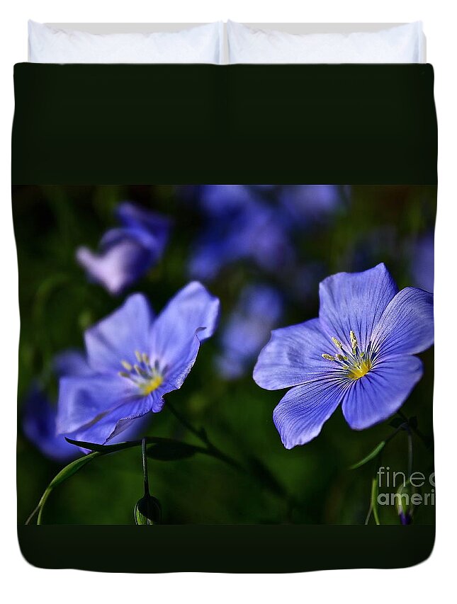 Flowers Duvet Cover featuring the photograph Night Garden by Linda Bianic