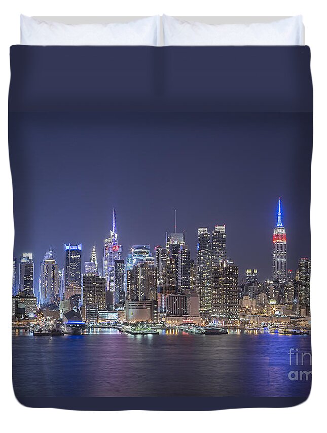 New York Duvet Cover featuring the photograph Night Jewels by Evelina Kremsdorf