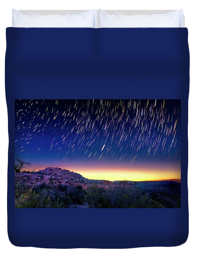 Tranquility Duvet Cover featuring the photograph Night Skies Of Bandelier by Dean Fikar