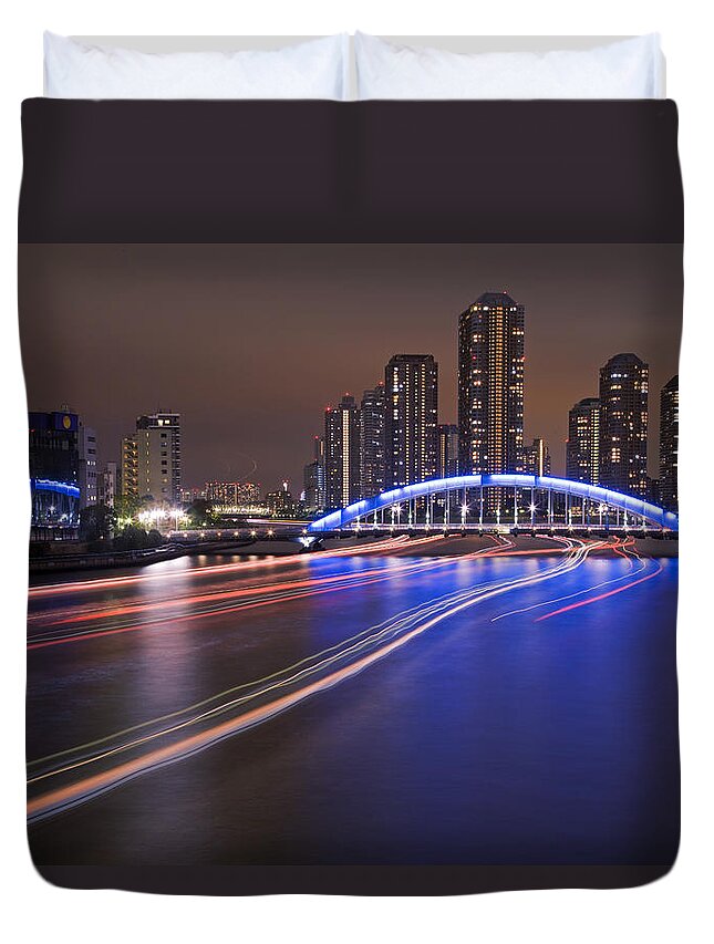 Outdoors Duvet Cover featuring the photograph Nightview Of Tokyo Skyscrapers by Photography By Zhangxun