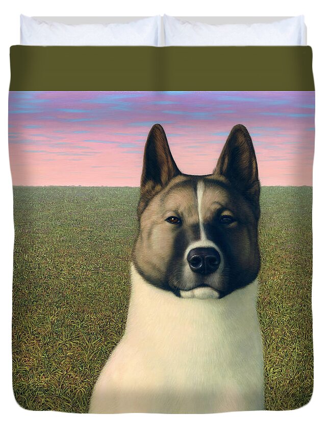 Akita Duvet Cover featuring the painting Nikita by James W Johnson